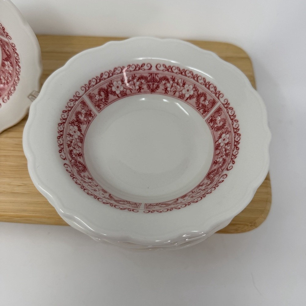 Syracuse China Strawberry Hill 2 Cereal Bowls 6.5" Pink Floral Vintage 19-C USA